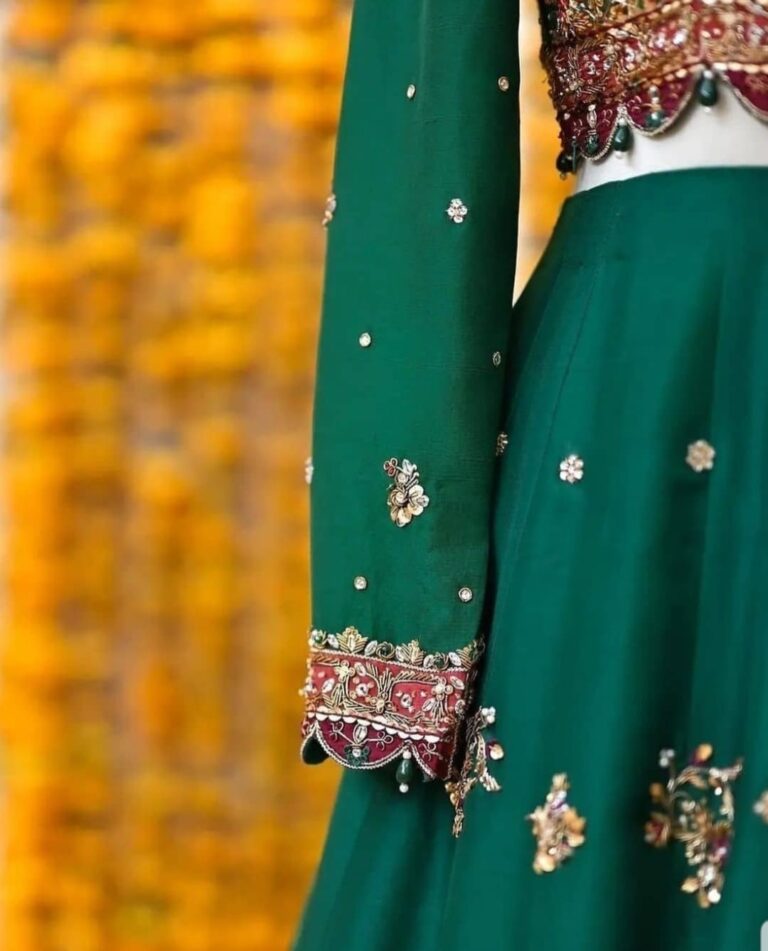 Mehndi Dress On Pure Rawsilk - Image 2