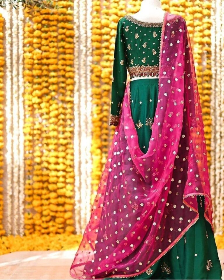 Mehndi Dress On Pure Rawsilk - Image 3