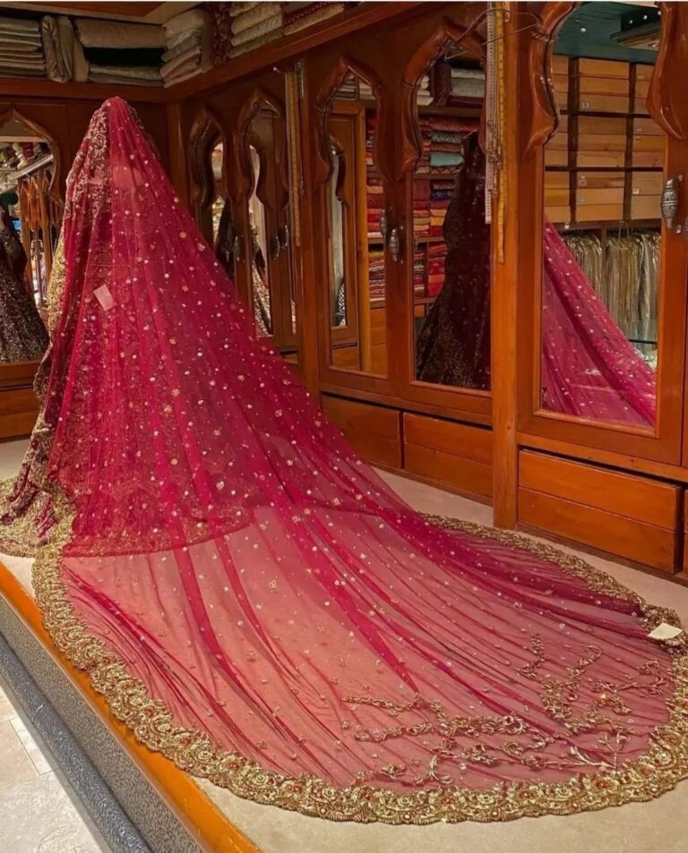 Beautiful Long Tail Bridal Dress in Red - Image 2