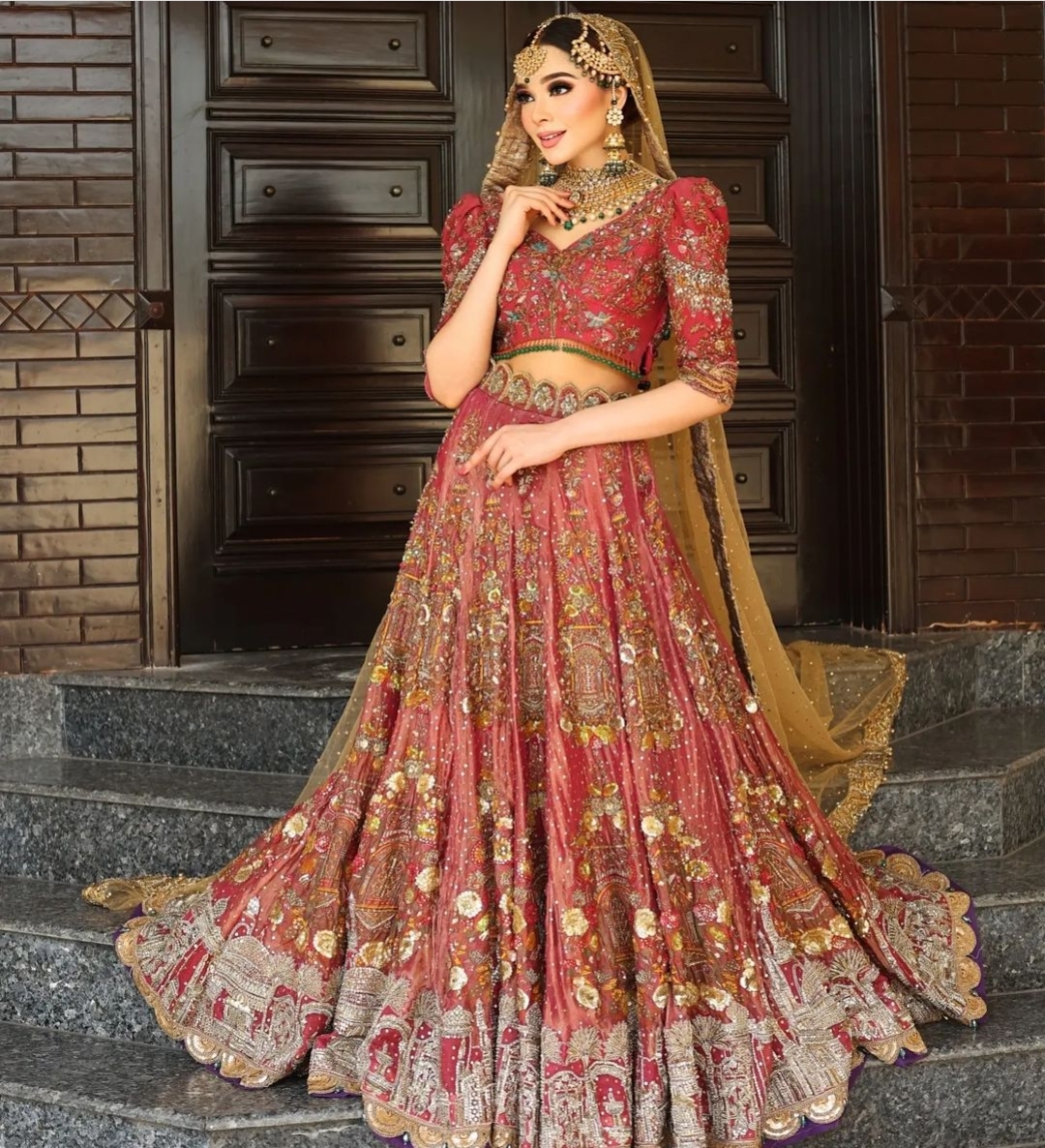 Luxury Bridal Lehnga On Pure Chandi Tissue