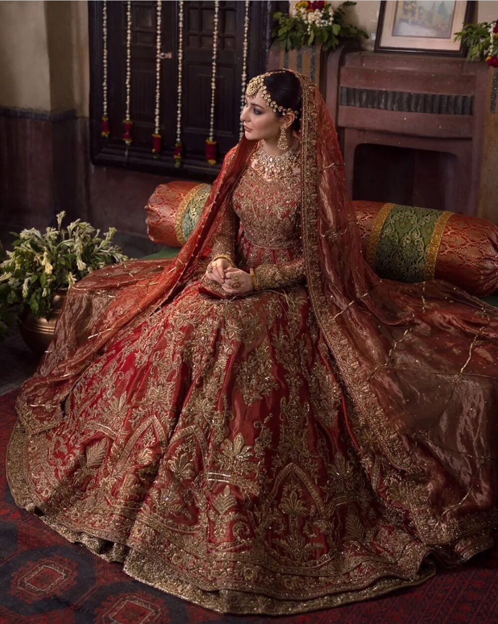 Luxury Bridal Maxi With Lehnga on Pure Chandi Tissue