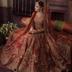Luxury Bridal Maxi With Lehnga on Pure Chandi Tissue