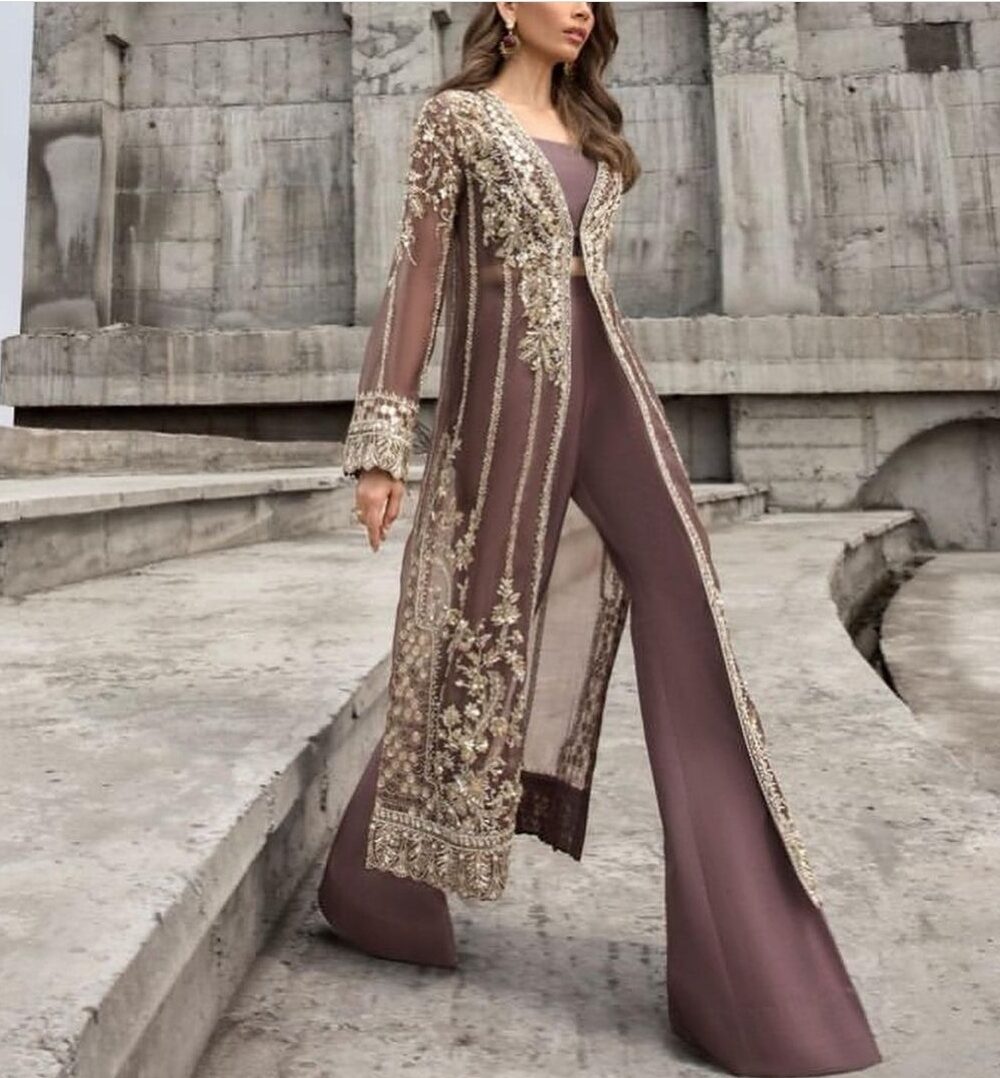Mauve Pink Front Open Jacket and Gown | Vogue India