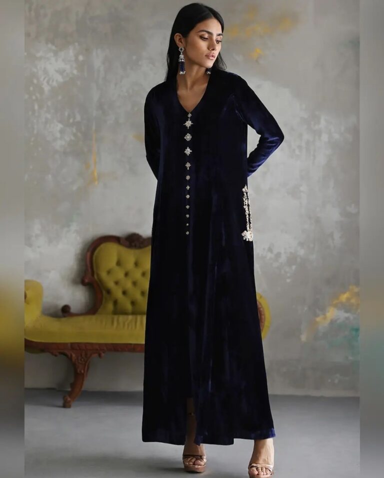 Front Open Long Velvet Shirt - Image 2