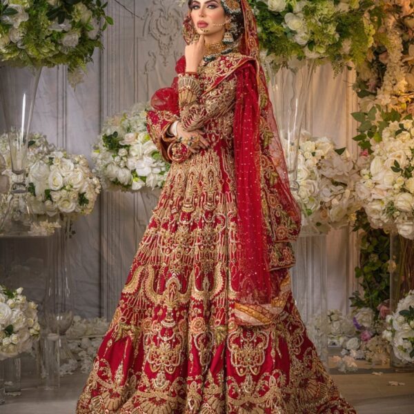 Beautiful Long Bridal Maxi with Lehenga
