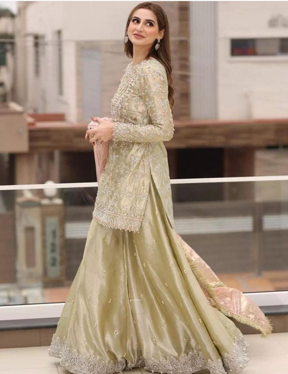 Beautiful Sharara Dress on Pure Chandi Tissue - Fab By Amirah