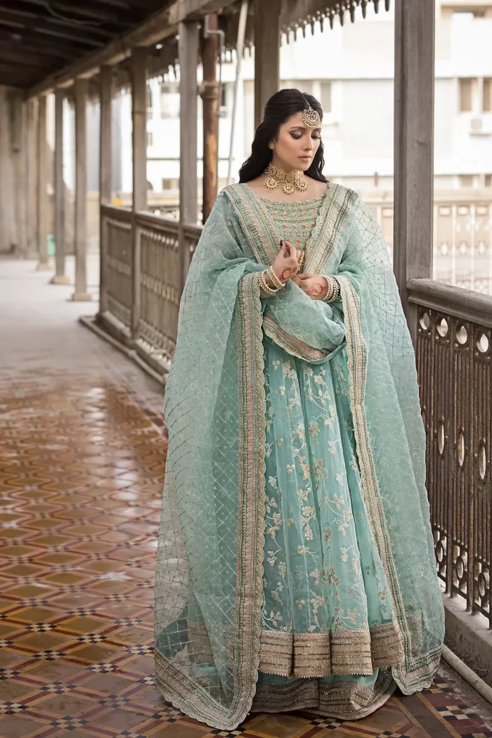 Ethereal Ice Blue Pishwas Raw Silk Sharara