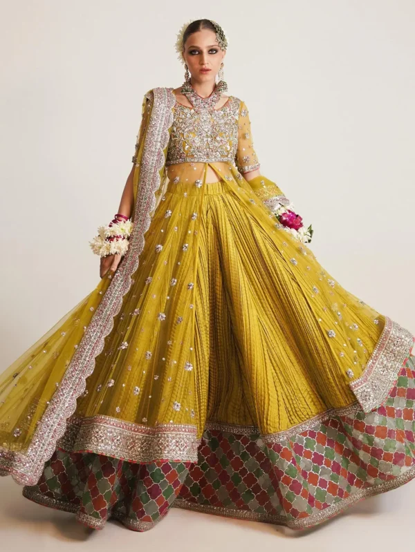 Lime Yellow Net Peshwas