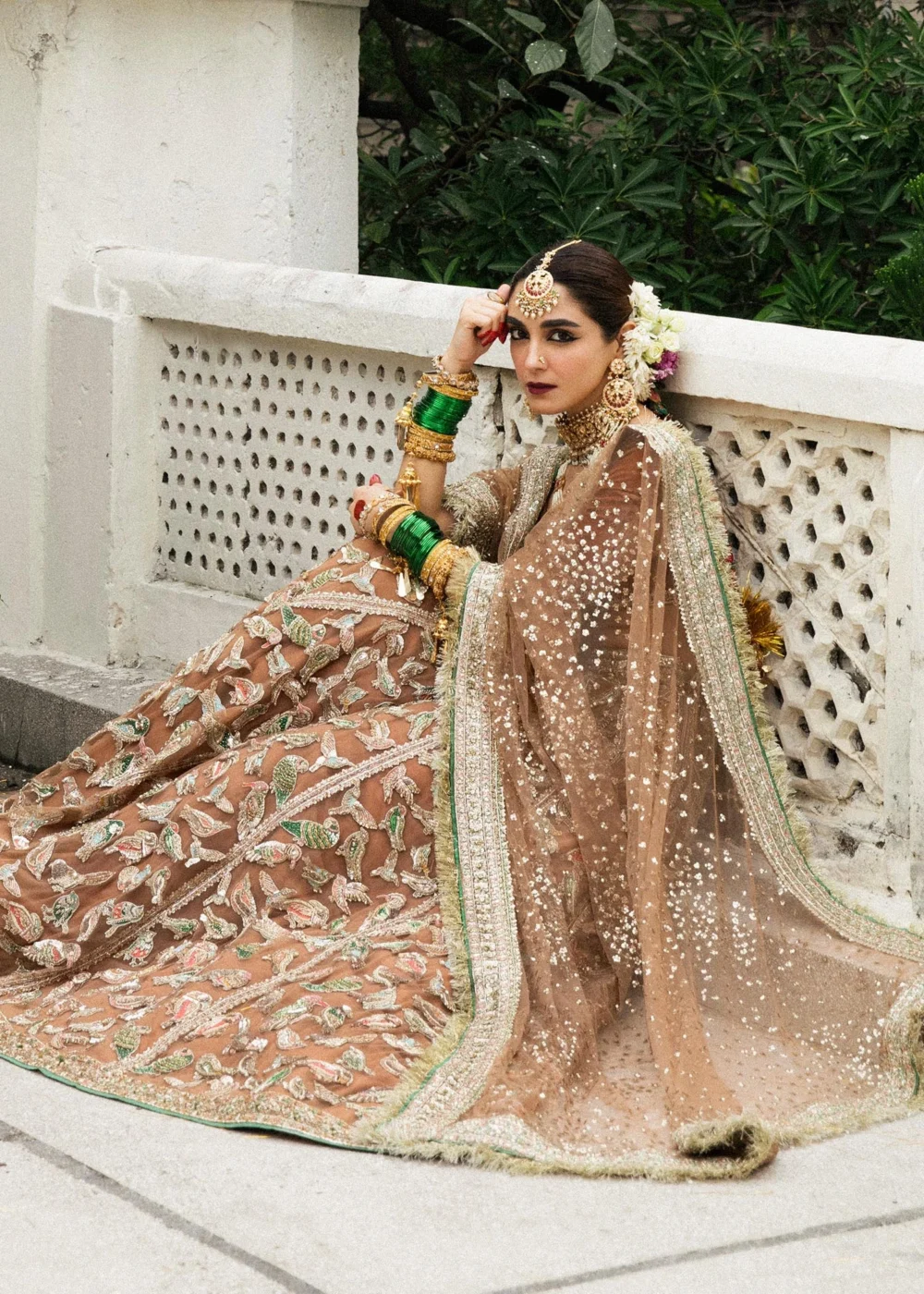 Radiant Beige Gold Net Lehenga