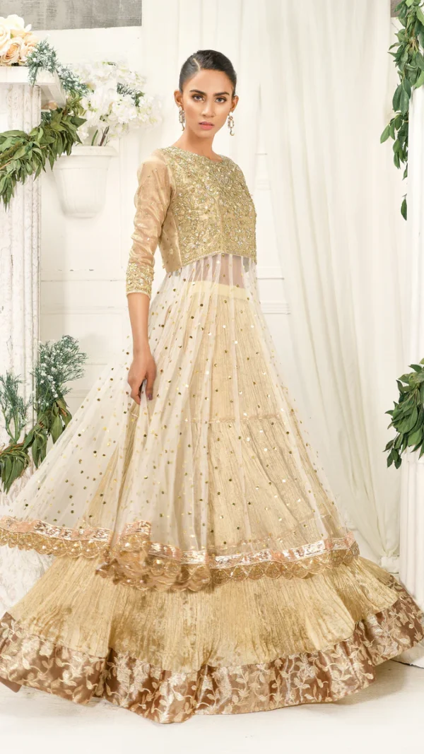 White Gold Kamdani Lehenga Set