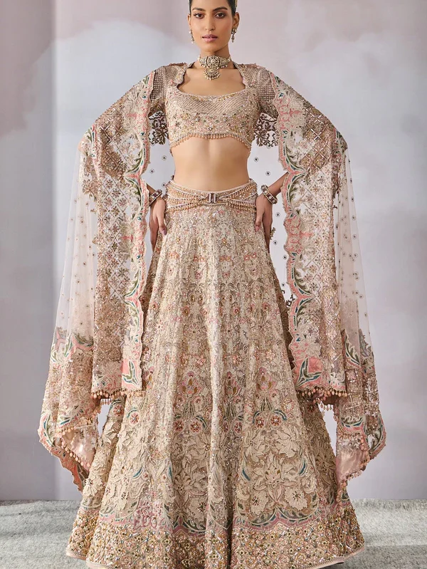 Pearl and Silk Embroidered Lehenga Set