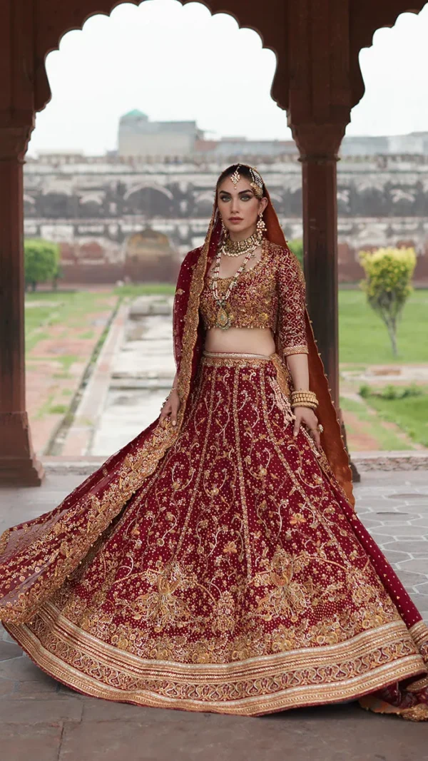 Scarlet Red Silk Lehenga Choli Set