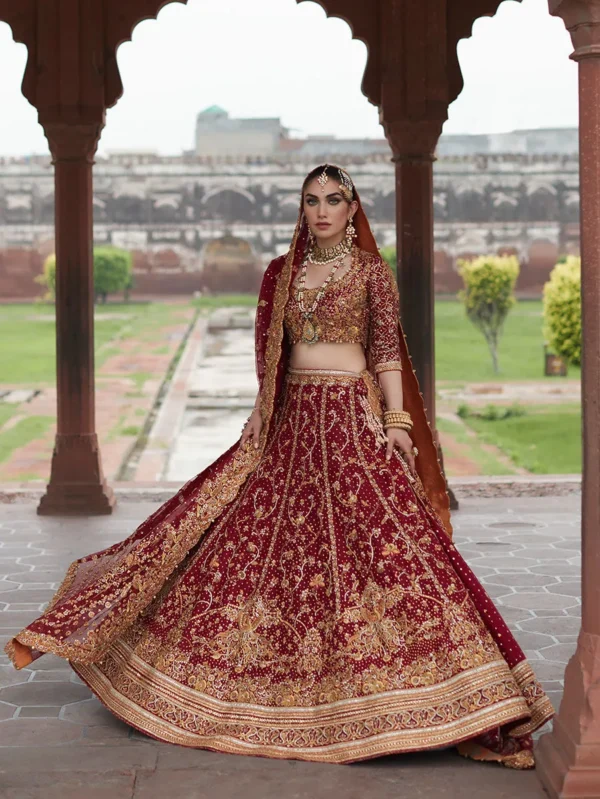 Scarlet Red Silk Lehenga Choli Set