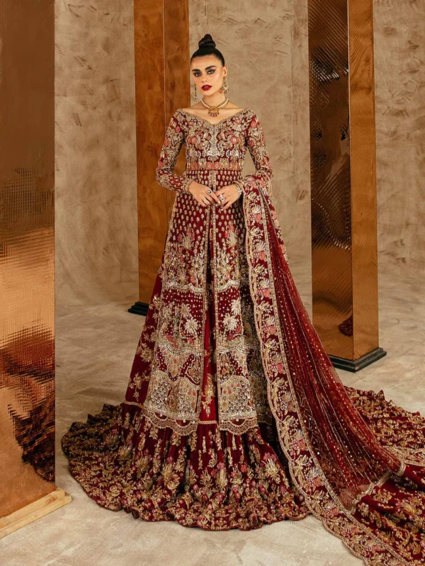 The Plum Jaal Lehenga Set with Veil