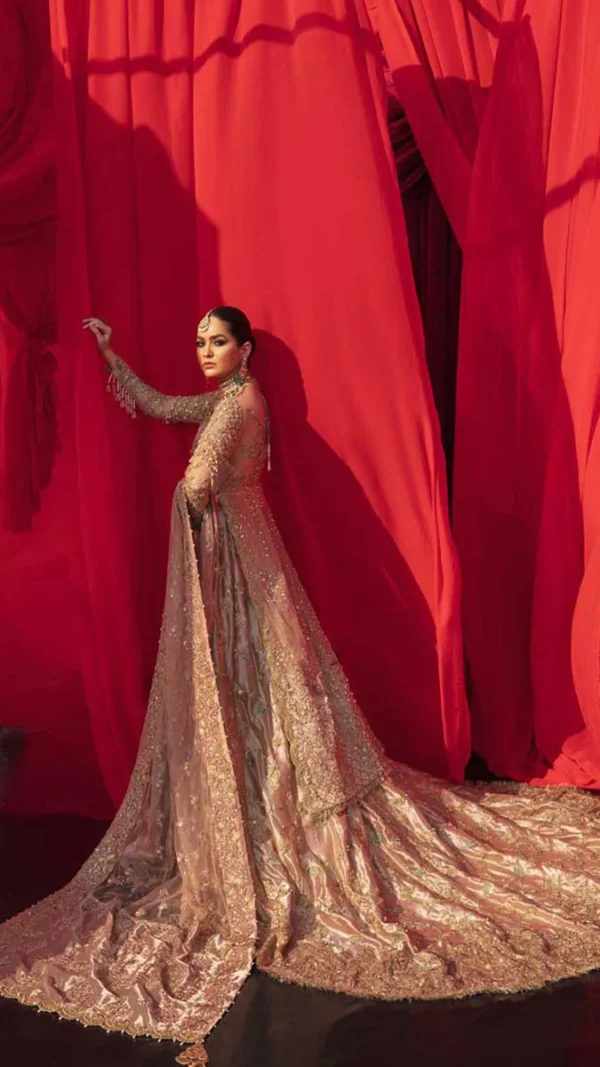 Bridal Lehenga with Hand-Embellished Kora and Dabka Motifs