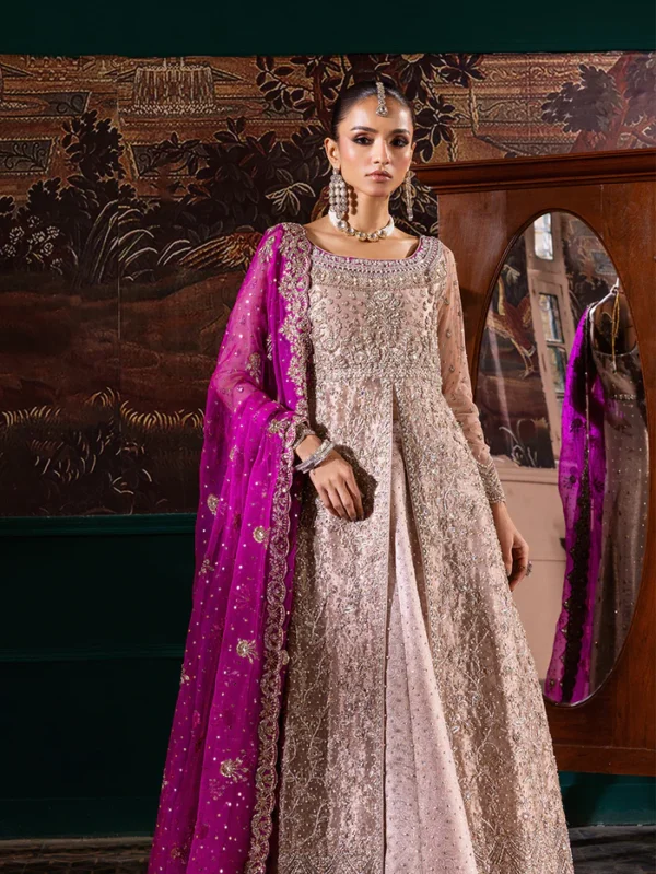 Elegance Bridal Ensemble with Organza Pink Dupatta