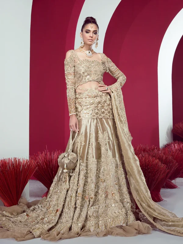 Exquisite Gold Tissue Bridal Lehenga