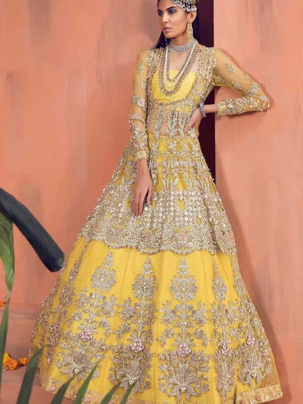 Stunning Yellow Bridal Pishwas