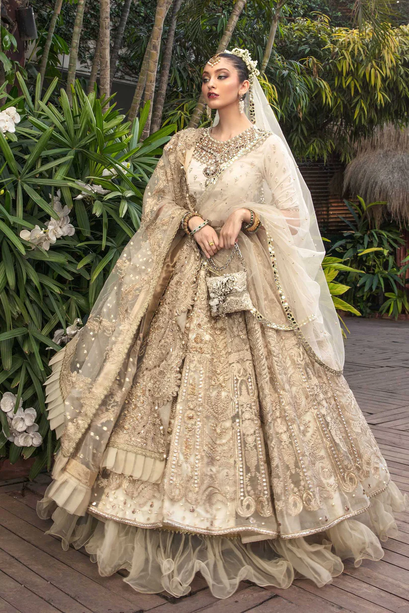 A Silk Lehenga Choli Set with an Organza