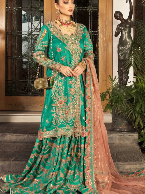 A Pure Silk Angrakha Choli and Gharara Set