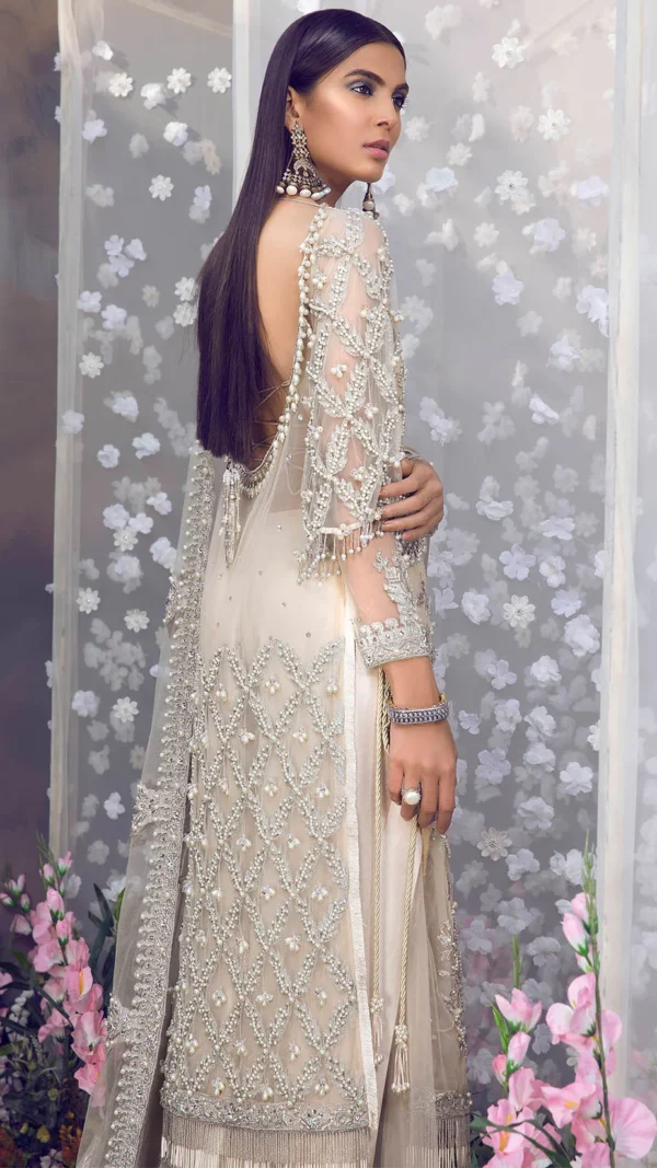 Hand-Sequined Ivory Long Shirt