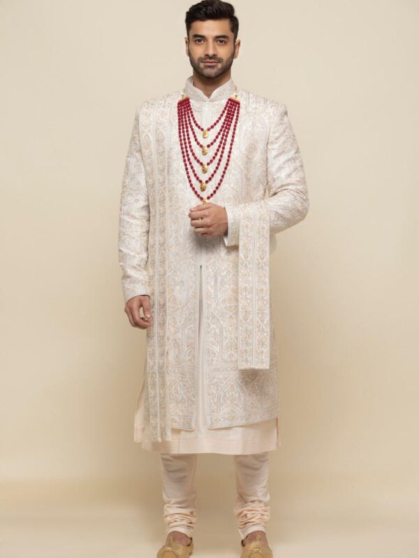 Elegant Sublime Silk Embroidered Sherwani Set