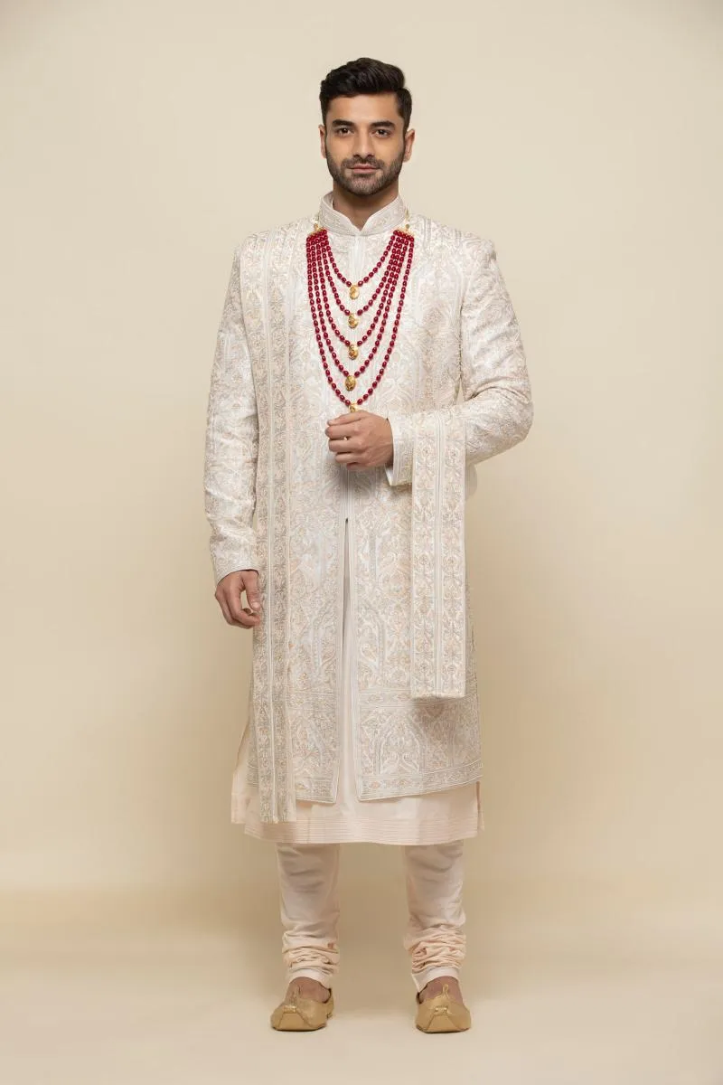 Elegant Sublime Silk Embroidered Sherwani Set