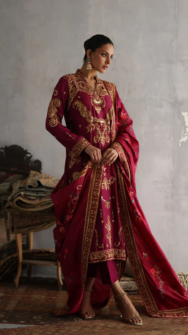 Magenta Silk Zardozi & Marori Ensemble