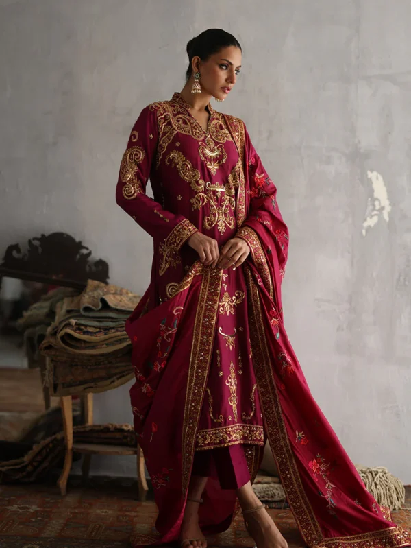 Magenta Silk Zardozi & Marori Ensemble