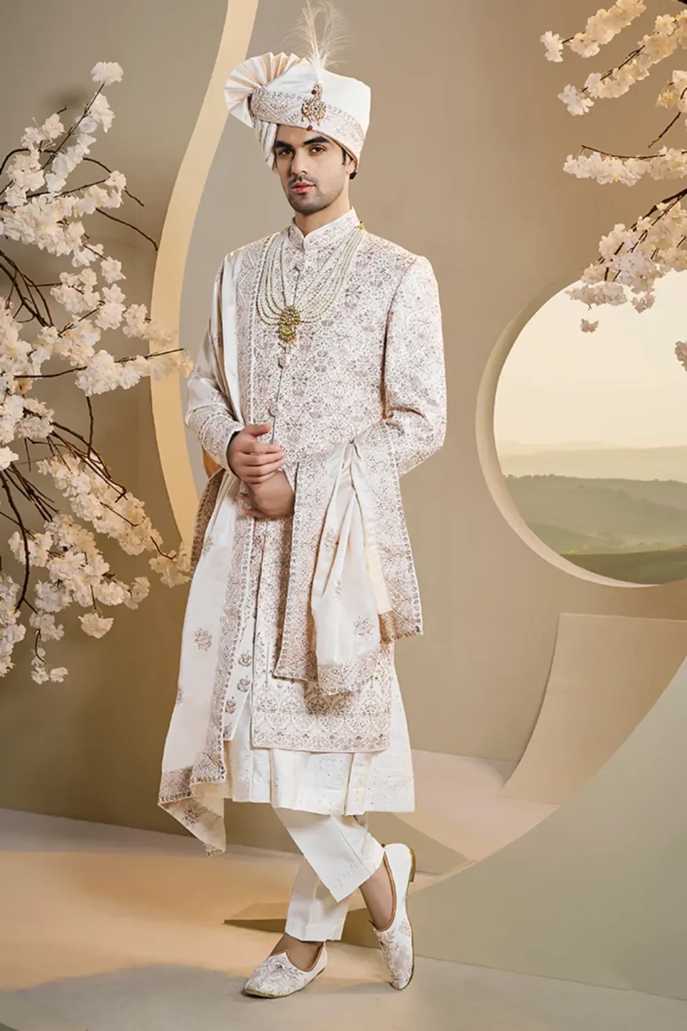 off white sherwani set