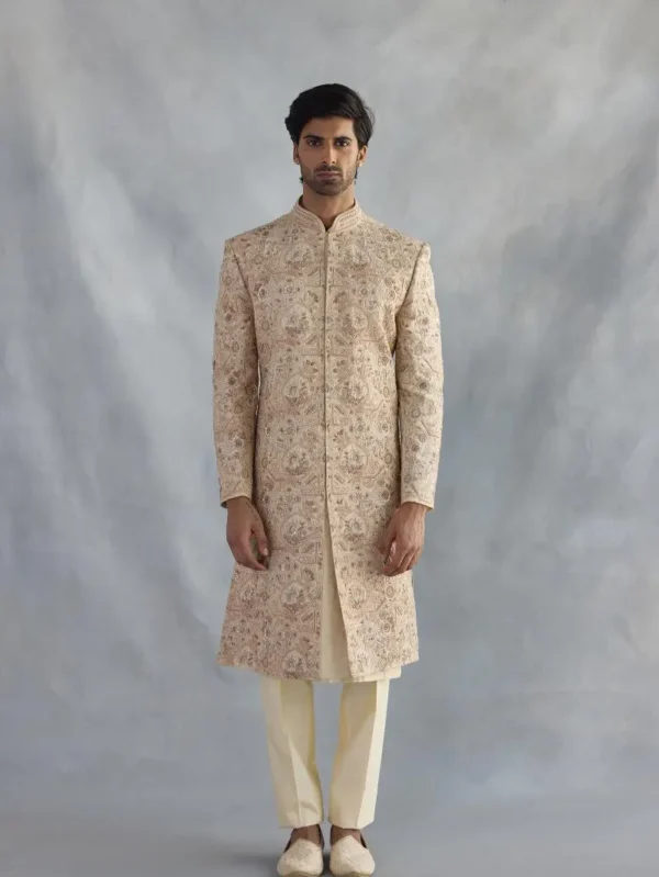 Aber Gold Silk Sherwani