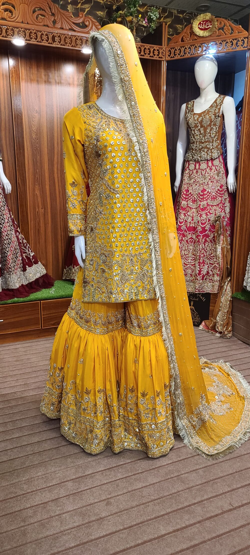 Yellow Nikkah Dress with Gota Work