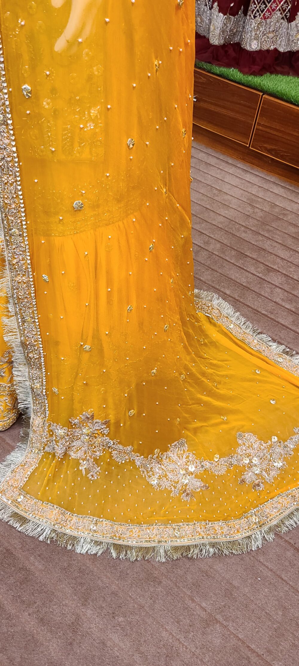 Yellow Nikkah Dress with Gota Work