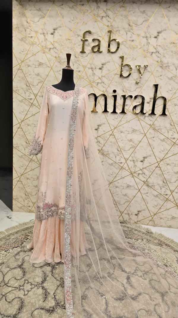 Light Pink Long Shirt with Crush Sharara
