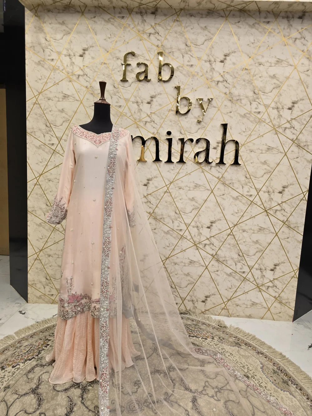 Light Pink Long Shirt with Crush Sharara