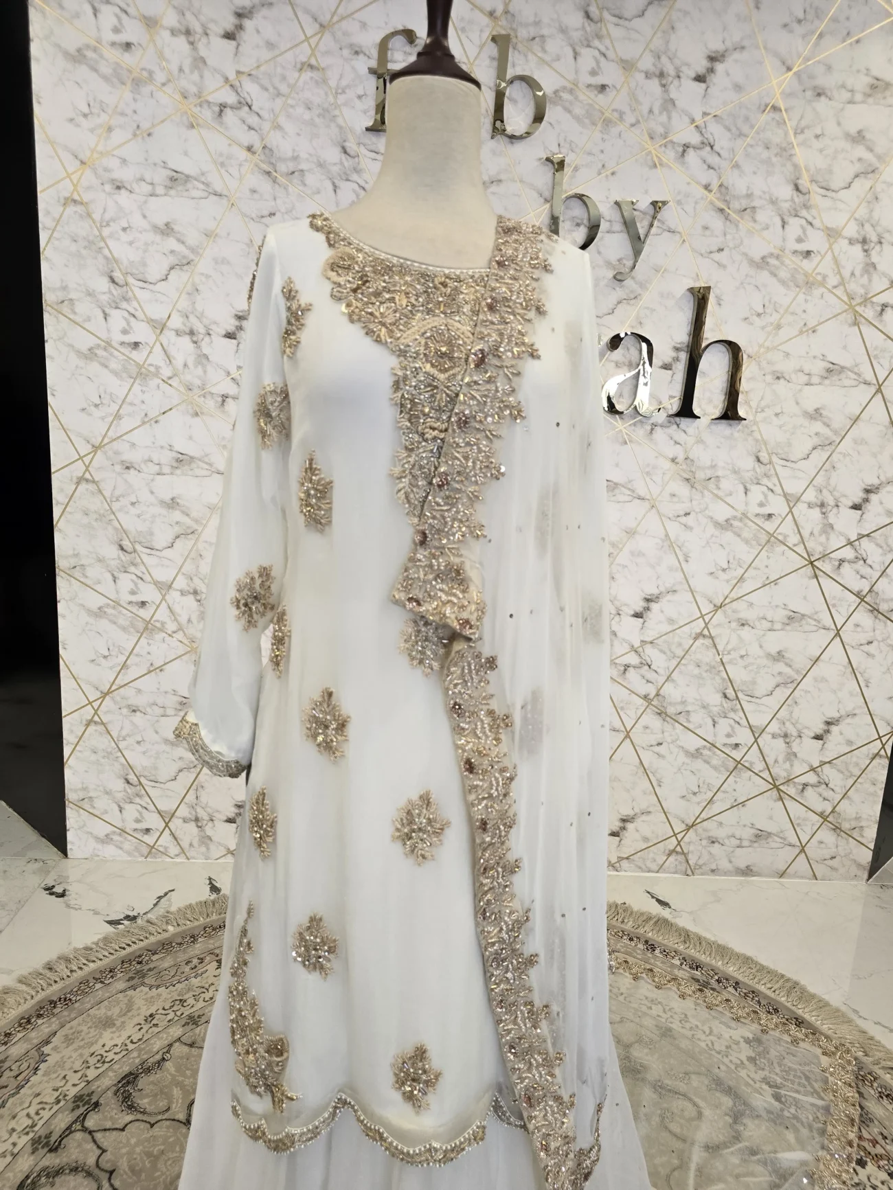 White Nikkah Dress with Hand Embroidery