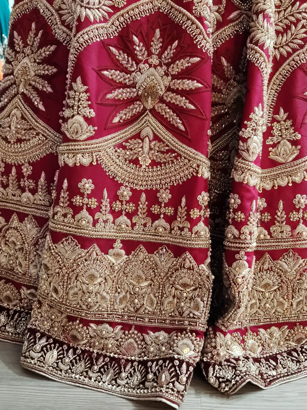 Reddish Maroon Pakistani Bridal Lehnga