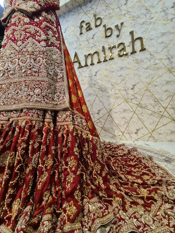 Redish Mehroon Banarsi Farshi Lehnga