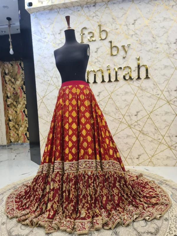 Redish Mehroon Banarsi Farshi Lehnga