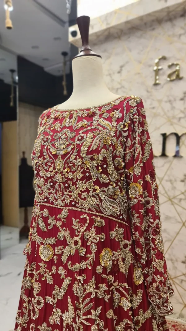Reddish Maroon Long Back Trail Bridal Maxi