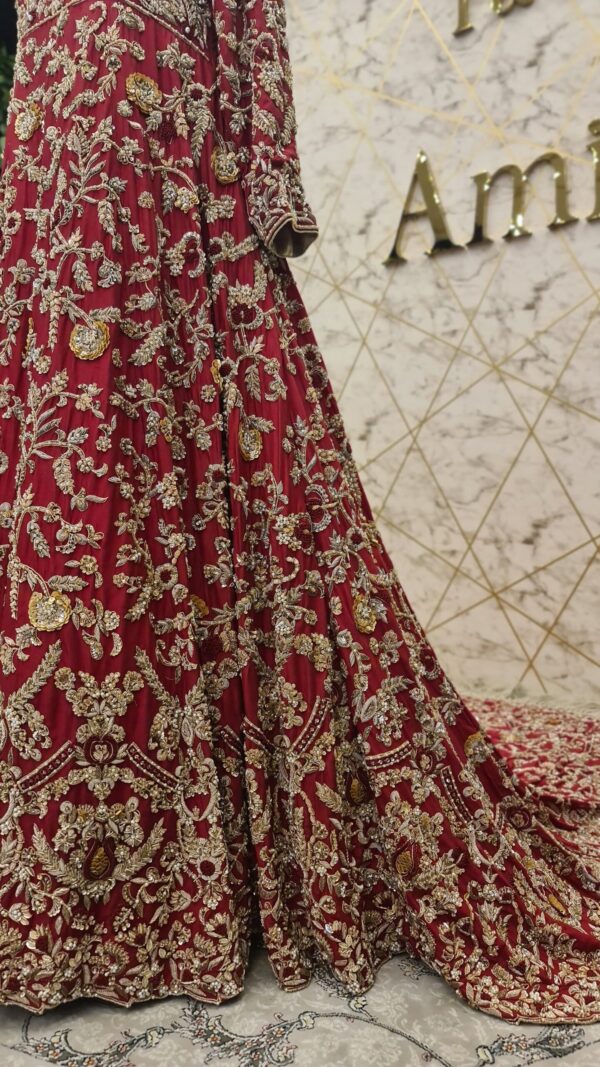Reddish Maroon Long Back Trail Bridal Maxi