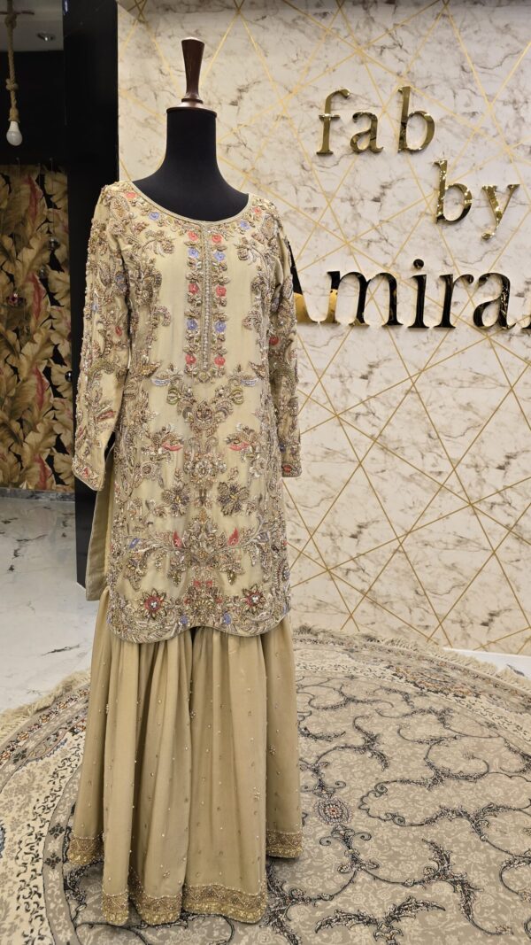 Beige Pure Stuff Party Wear Dress