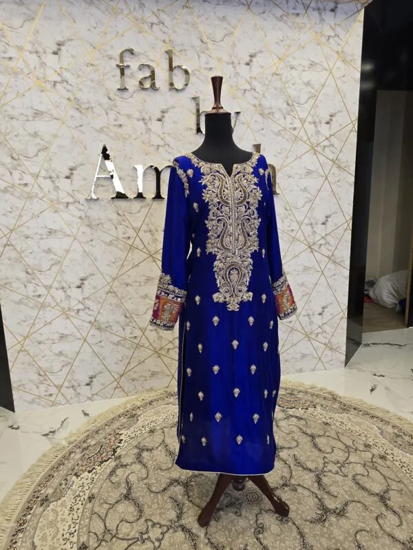 Blue Hand Embroidered Pakistani Party Wear