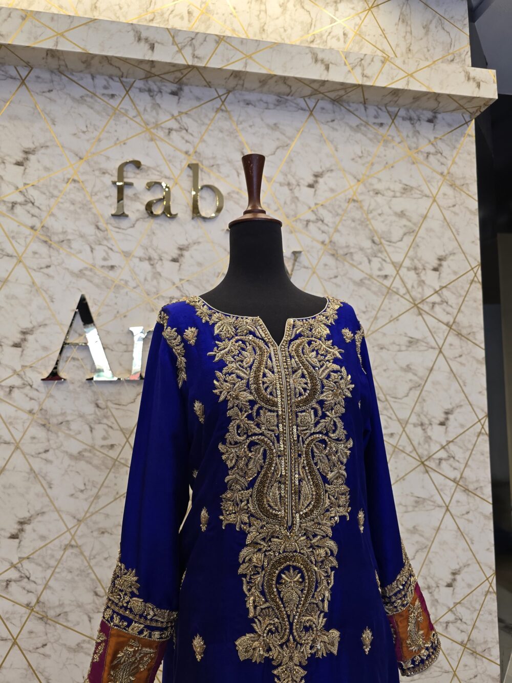 Blue Hand Embroidered Pakistani Party Wear