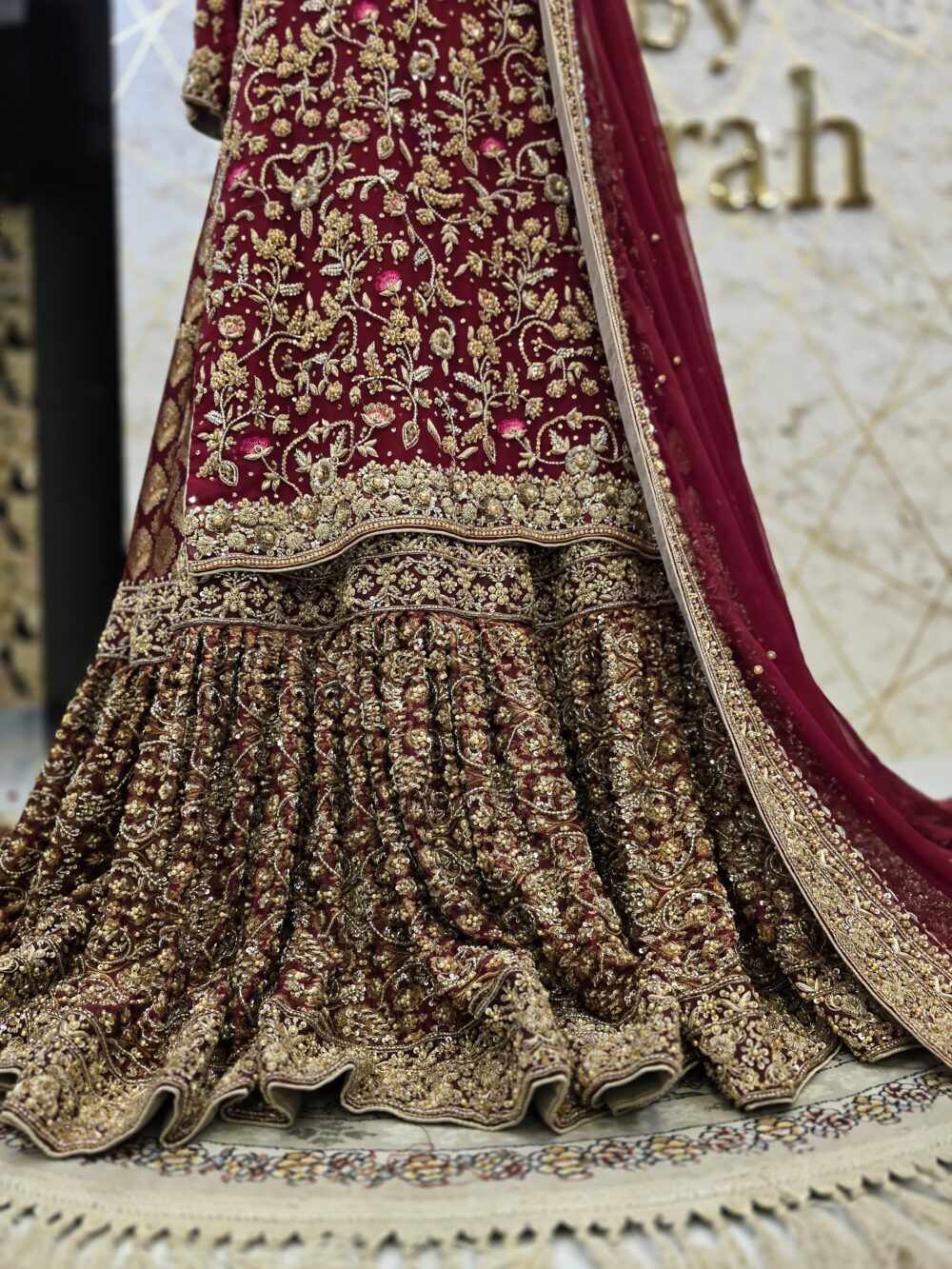 Reddish Maroon Pakistani Bridal Barat Set