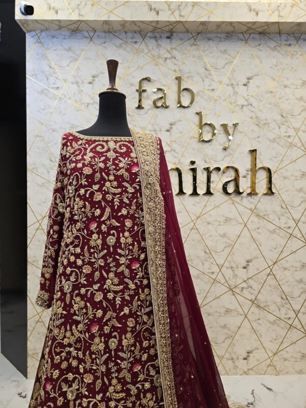 Reddish Maroon Pakistani Bridal Barat Set