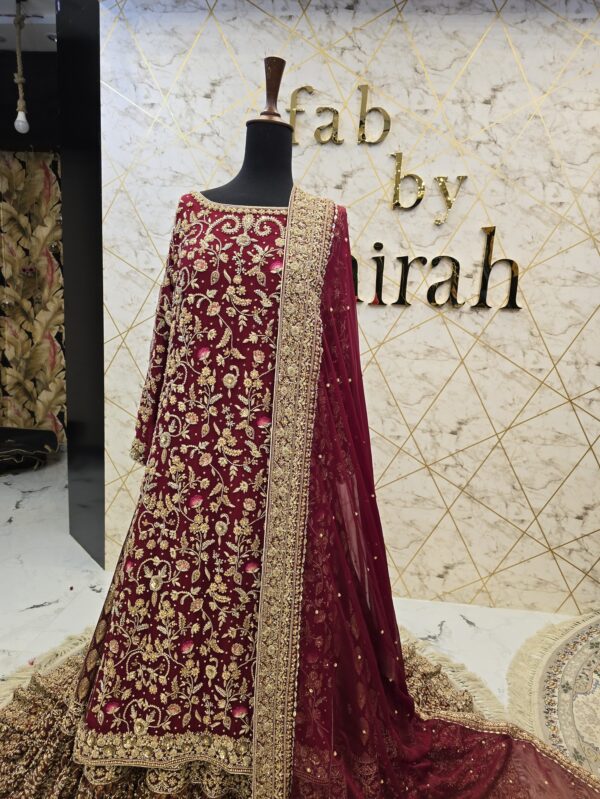 Reddish Maroon Pakistani Bridal Barat Set