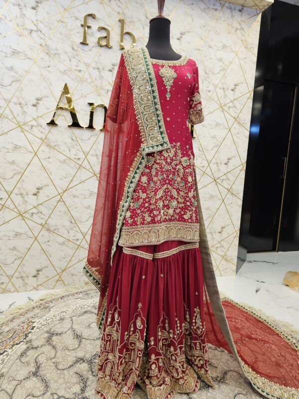 Red Bridal Dress Fully Handmade Embroidered