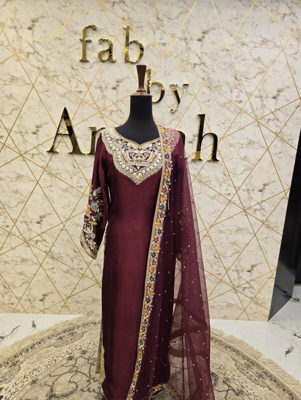 Purplish Mehroon Pure Raw Silk Long Shirt