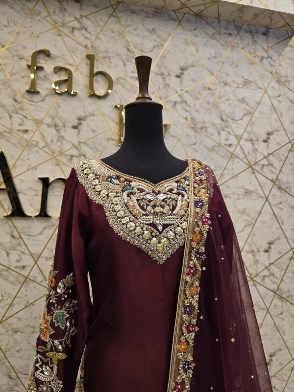 Purplish Mehroon Pure Raw Silk Long Shirt